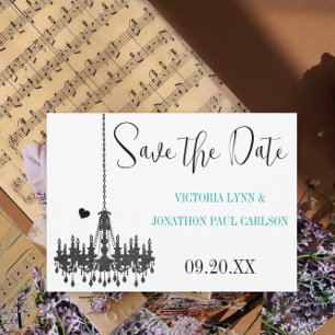 Gold Damask Je foto op Chandelier Wedding Save The Date