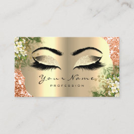 Gold Damask Makeup Artist Lashes Floral Coral Peac Visitekaartje