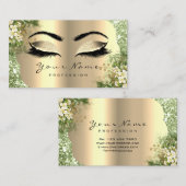 Gold Damask Makeup Artist Lashes Floral Greenery Visitekaartje (Voorkant / Achterkant)