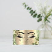 Gold Damask Makeup Artist Lashes Floral Greenery Visitekaartje (Staand voorkant)