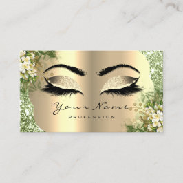 Gold Damask Makeup Artist Lashes Floral Greenery Visitekaartje