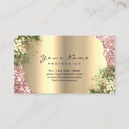 Gold Damask Makeup Artist Lashes Floral Mint Pink Visitekaartje (Achterkant)