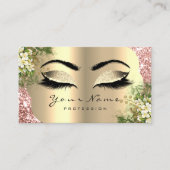 Gold Damask Makeup Artist Lashes Floral Mint Pink Visitekaartje (Voorkant)