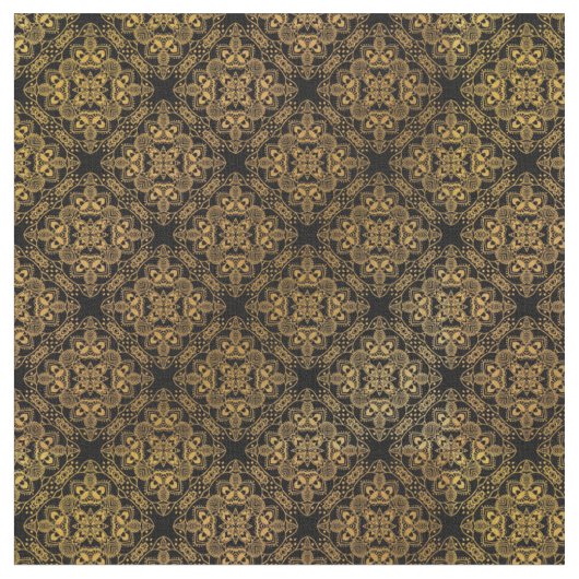 Gold Damask Medallion Pattern Stof (Close Up)