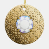 Gold Damask met een faux diamantedelsteen Keramisch Ornament (Voorkant)