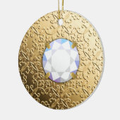 Gold Damask met een faux diamantedelsteen Keramisch Ornament (Links)