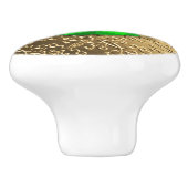 Gold Damask met een faux emerald gemstone Keramische Knop (Zijkant)