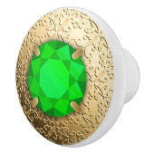 Gold Damask met een faux emerald gemstone Keramische Knop (Rechts)