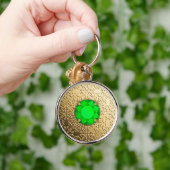 Gold Damask met een faux emerald gemstone Sleutelhanger (Hand)