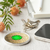 Gold Damask met een faux emerald gemstone Sleutelhanger (Zijkant)