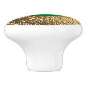 Gold Damask met een faux jade gemstone Keramische Knop (Zijkant)