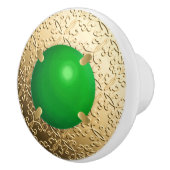 Gold Damask met een faux jade gemstone Keramische Knop (Rechts)