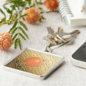 Gold Damask met een faux koraalsteen Sleutelhanger (Zijkant)