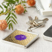 Gold Damask met een faux lapis lazuli gemstone Sleutelhanger (Zijkant)