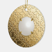 Gold Damask met een faux mabe parel Keramisch Ornament (Links)