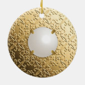 Gold Damask met een faux mabe parel Keramisch Ornament (Achterkant)