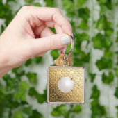 Gold Damask met een faux mabe parel Sleutelhanger (Hand)