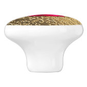 Gold Damask met een faux ruby gemstone Keramische Knop (Zijkant)