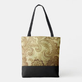 Gold Damask met zwart monogram Tote Bag (Achterkant)