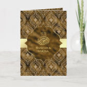 Gold Damask Moss Brown Islamic Muslim Weduwen (Voorkant)