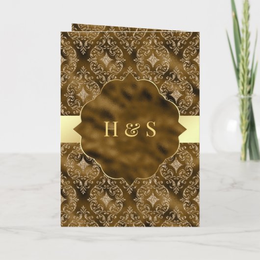 Gold Damask Moss Brown Islamic Muslim Weduwen (Achterkant)