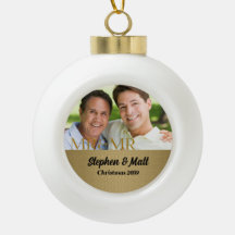 Gold Damask Mr. & Mr. Gay kerstfoto