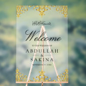 Gold Damask Muslim Wedding Welcome Frosted Acryl Bord (Neutraal)