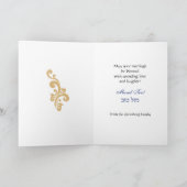 Gold Damask op Blue Red Jewish Wedding Mazal Tov Kaart (Binnen)