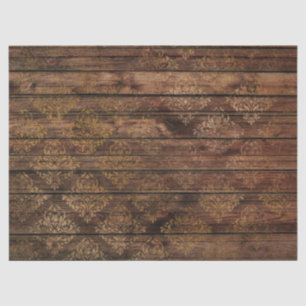 Gold Damask op Bruin Wood-ontkoppeling Tissuepapier