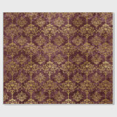 Gold Damask op Burgundy-achtergrond Cadeaupapier (Vlak)