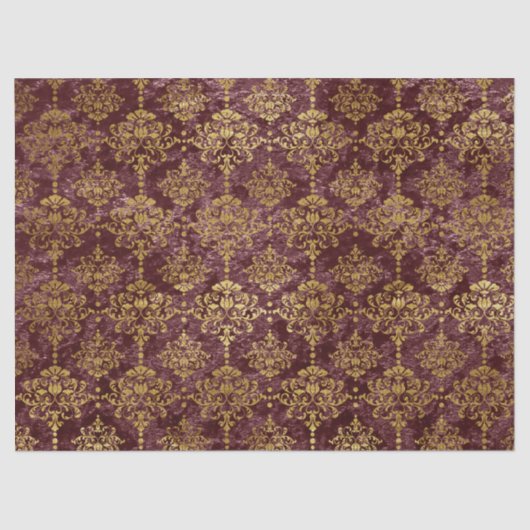Gold Damask op Burgundy Background Decoupage Tissuepapier (Voorkant)