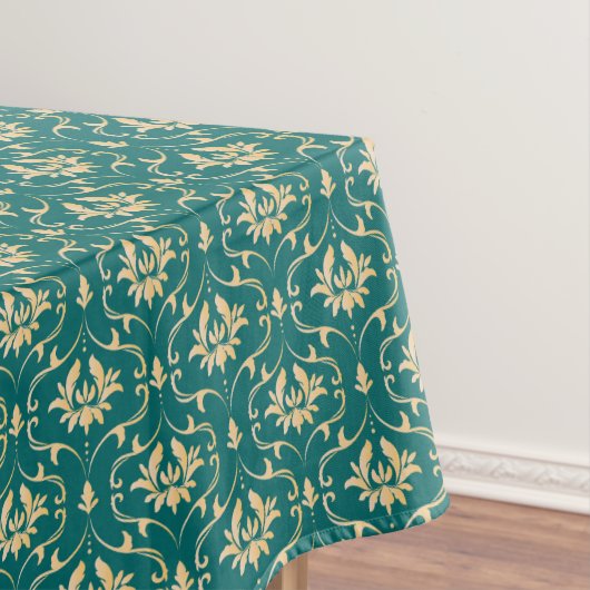  Gold Damask op Royal Blauwgroen Tafelkleed (Voorbeeld)