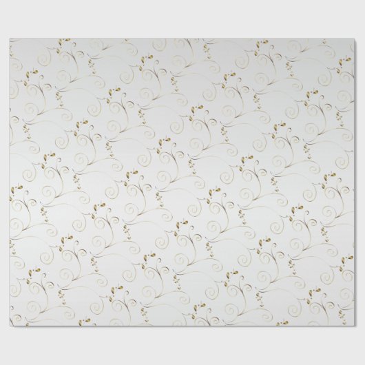 Gold Damask op White Faux Satin | Weddenschap Cadeaupapier (Vlak)