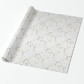 Gold Damask op White Faux Satin | Weddenschap Cadeaupapier (Uitgerold)
