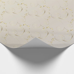 Gold Damask op White Gold   Weddenschap Cadeaupapier