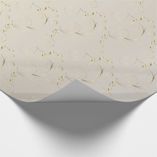 Gold Damask op White Gold | Weddenschap Cadeaupapier (Hoek)