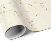 Gold Damask op White Gold | Weddenschap Cadeaupapier (Rol Hoek)