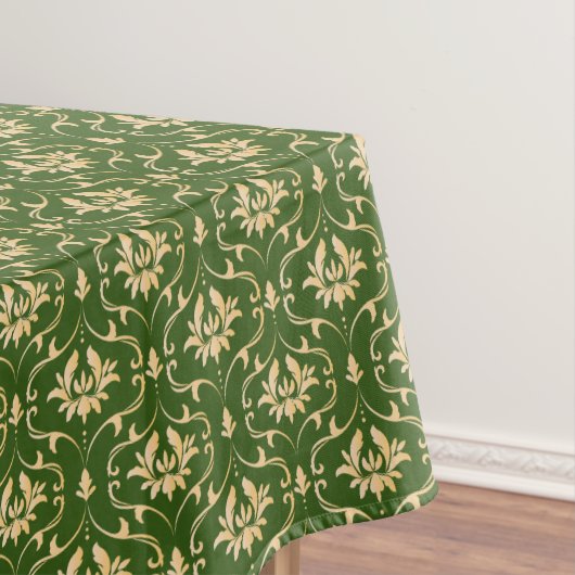 Gold Damask over Forest Green Tafelkleed (Voorbeeld)
