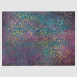Gold Damask Paars Roze Blauwgroen ontkoppeling Tissuepapier