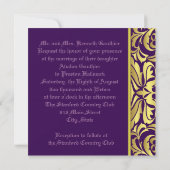 Gold Damask & Paarse Elegant Wedding Invitation Kaart (Achterkant)