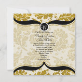 Gold Damask Paisley Wedding Invite Kaart (Voorkant)