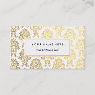 Gold Damask Pattern Business Card Template Visitekaartje