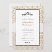 Gold Damask Pattern Foto Afstuderen Invitation Kaart (Voorkant)
