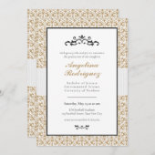 Gold Damask Pattern Foto Afstuderen Invitation Kaart (Voorkant / Achterkant)