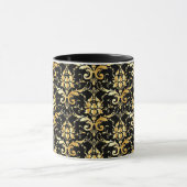 Gold Damask Pattern on Black Mok (Midden)
