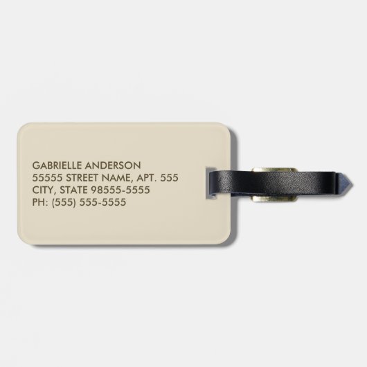  Gold Damask Pattern roze Rose en naam Bagagelabel (Achterkant horizontaal)