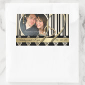 Gold Damask Photo Names Sla de datumlabels op Rechthoekige Sticker (Tas)