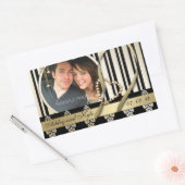 Gold Damask Photo Names Sla de datumlabels op Rechthoekige Sticker (Envelop)