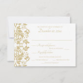 Gold Damask-respons RSVP Kaartje (Voorkant)