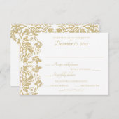 Gold Damask-respons RSVP Kaartje (Voorkant / Achterkant)